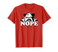 Nope - Maglietta con Bulldog Inglese e Bulldog Maglietta, Uomo, Rosso, L