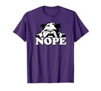 Nope - Maglietta con Bulldog Inglese e Bulldog Maglietta, Uomo, Viola, L