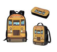 Nopersonality Set di 3 zaini per bambini, portatile, impermeabile, per la scuola, per ragazze, ragazzi, adulti, Macchina dei cartoni animati.