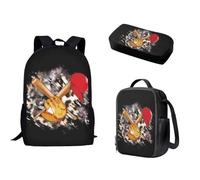 Nopersonality Zaino scolastico per adolescenti, ragazze e ragazzi, resistente, borsa per libri di scuola superiore, isolata, grande capacità, astuccio portatile, 3 pezzi, Set da baseball