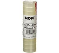NOPI klebefilm, Trasparente, 12 rotoli 10m x 12mm, 12 Pezzi | Pellicola Adesiva Resistente con un Buon Potere Adesivo - Pellicola Adesiva Multifunzionali e Facili da Srotolare