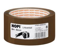 NOPI Nastro Adesivo per Pacchi, Per imballaggi e sigillature, Resistente all'invecchiamento e allo strappo, Extra forte e privo di solventi, Colore: Marrone, 66 m x 50 mm