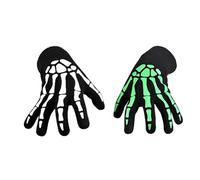 NOPKESV 1 paio Guanti scheletro unisex, incandescente al buio, Glow in the Dark, Halloween Costume, Grim Reaper Costume Accessorio, Horror Guanti neri mano scheletro per adulti e bambini (Nero)