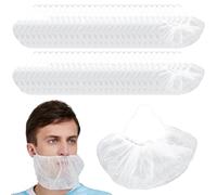 NOPKESV 100Pezzi PP cuffia barba,copri barba monouso bianca con elastico,copribarba monouso,retina per barba barba,uso alimentare,copri barba uomo monouso igienica,copribarba uomo(52 cm)