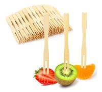 NOPKESV 200 Forchettine Pommes Pommespieker Besteck da Party Besteck da Outdoor-Events Partys (87MM) (Colore Legno)