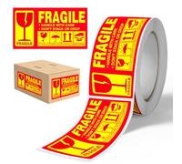 NOPKESV 250 pezzi Etichetta di avvertenza Rossa Adesiva Fragile Anche con Adesivo Tipo Etichetta di spedizione per l'imballaggio (25 x 45 mm) (Rossa)