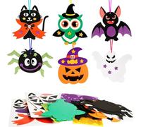NOPKESV 6 set di artigianato per Halloween, fai-da-te Mix&Match, con ciondoli in gomma espansa, pipistrello, zucca, ragno, gatti, gufo, fantasma, lavoretti creativi per bambini halloween, per ragazzi