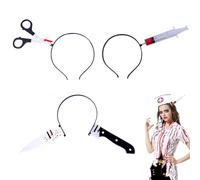 NOPKESV Cerchietto con Coltello nella Testa, 3 Pezzi, Fascia per Capelli Horror, Finto Accessorio Costume Uomini e Donne, Decorazioni Halloween, per Carnevale, Mascherata, Gioco di Ruolo, per la Festa