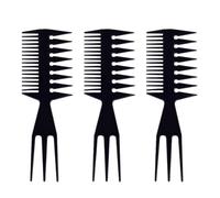 NOPKESV Set di 3 pezzi Pettine 3 in 1, Doppio lato, Denti larghi e grossi, Antistatico, Retro, Pettine capelli uomo, Pettine capelli ricci, Pettine per onde, Per capelli bagnati e lunghi (Nero)
