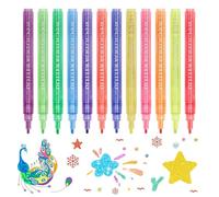 NOPVUFA 12 Pezzi Pennarelli con Glitter Acrilici Impermeabili Spunta 3 mm per Pittura su Pietra Ceramica Legno Tela Scrapbooking Carte Ottima qualità Resistente