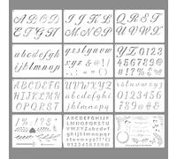 NOPVUFA 12 Pezzi Stencil per Lettere, Stencil per Pittura Riutilizzabili in Numero Alfabeti e Caratteri, Plastica Stencil per Pareti Fai da Te, per Scrapbooking Disegno Graffiti Scrittura