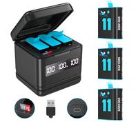 NopWok 9/10/11/12 Akku 3 Pack 2000mAh e Altoparlante USB Schnellladeger è un Voll Compatibile con GoPro Hero 9 10 11 12 Nero Ufficiale con Mini SD ad Alta Velocità Funking