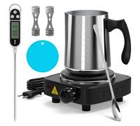 NOPWOK Kit per la produzione di candele con piastra elettronica, kit per la produzione di candele per adulti, kit di avviamento fai da te, con candela da 900 ml, cucchiaio per miscelazione, supporto