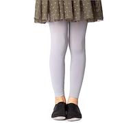 NOQ Calzamaglia senza piedi per ragazze a figura intera, per scuola, danza, balletto, leggings opachi in microfibra, Paloma Grey 8/9 anni (128/134 cm)