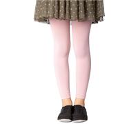 NOQ Calzamaglia senza piedi per ragazze a figura intera, per scuola, danza, balletto, leggings opachi in microfibra, Powder Pink 6/7 anni (116/122 cm)