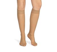 NOQ Calze da donna al ginocchio, tinta unita, 20 den, senza pressione, opaco, tinta unita, con tomaia comoda, taglia unica, due paia di balsamo, naturale, Taglia unica