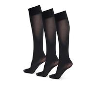 NOQ Calze da donna al ginocchio, tinta unita, 40 denari, opache, in microfibra opaca, classiche, con fascia comoda, taglia unica, negro, confezione da 3 Marta