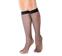 NOQ Calze da donna, calze al ginocchio, stile rete, senza pressione, rete nero-beige con top confortevole, lingerie da donna, taglia unica Ramona, schwarz, Taglia unica