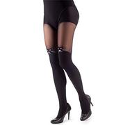 NOQ Calze imitazione collant opachi semi Sheer da donna sexy sopra il ginocchio modello ufficio appuntamento, I am Individual Nero, L