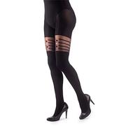 NOQ Calze imitazione collant opachi semi Sheer da donna sexy sopra il ginocchio modello ufficio appuntamento, Click Clack Nero, S