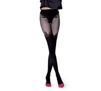 NOQ Calze imitazione collant opachi semi Sheer da donna sexy sopra il ginocchio modello ufficio appuntamento, Caprice Nero, M