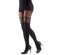 NOQ Calze imitazione collant opachi semi Sheer da donna sexy sopra il ginocchio modello ufficio appuntamento, Leopard Nero, L