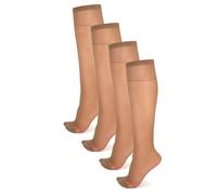 NOQ Calze sottili trasparenti opache per donne e ragazze, calze al ginocchio, stile elegante, comode 15 DEN, spessore ideale per tacchi alti, BOX4, Safari, Taglia unica