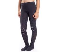 NOQ Collant coprenti per ragazze, con cuori, 120 denari, per danza, ginnastica, scuola, scuola materna, Grafite, 8-9 Years