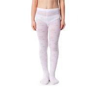 NOQ Collant da bambina con effetto 3D, tinta unita, danza, ginnastica, fantasia, Little Princess, Balbina Bianco, 92 cm-98 cm