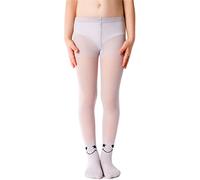 NOQ Collant da bambina con effetto 3D, tinta unita, danza, ginnastica, fantasia, Little Princess, Happy Silver, 122 cm-128 cm