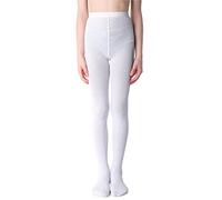 NOQ Collant da bambina con effetto 3D, tinta unita, danza, ginnastica, fantasia, Little Princess, Mini Bianco, 92 cm-98 cm