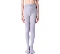 NOQ Collant da bambina con effetto 3D, tinta unita, danza, ginnastica, fantasia, Little Princess, MiniMini Silver, 104 cm-110 cm