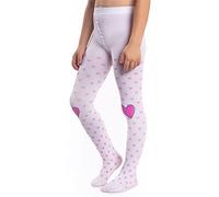 NOQ Collant opachi per ragazze con cuori Sì/No 120 denari per danza, ginnastica, scuola, collant fantasia per asilo nido, White, 12-13 Years