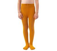 NOQ Collant per ragazze in maglia tinta unita Calze bambini opache calde per la scuola Spettacolo di danza classica Nursery, Curry 140/146 cm