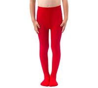 NOQ Collant per ragazze in maglia tinta unita Calze bambini opache calde per la scuola Spettacolo di danza classica Nursery, Rosso 146/152 cm