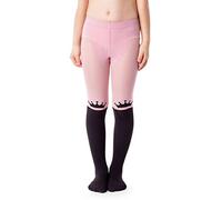NOQ Collant stampati fantasia per ragazze con piedi 40 den Calzini sopra il ginocchio con stampa animalier della scuola di danza Imitazione, Crown Cotton Candy 6-7 anni (116-122)