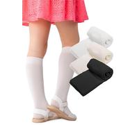 NOQ Confezione Da 3 Paia Di Calzini Lunghi Fino Al Ginocchio A Coste Per Bambine 100 Den: Misto Viscosa Morbido Caldo Ed Elastico Colori Alla Moda Per Il Comfort Quotidiano - Mix 14/16