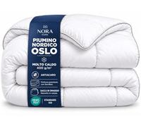 NORA HOME Piumone 155x220 Invernale Molto Caldo 400 g/m² Antiacaro - OSLO | Ipoallergenico • Soffice e Gonfio • Custodia Riutilizzabile • Bordino Grigio Premium • Doppia Cucitura • Finitura di Lusso