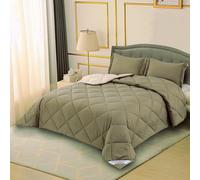NORA HOME Piumone una Piazza e Mezza Invernale 200x260 Beige Reversibile. Antiacaro Antibatterico Fibra 3D. Livello Termico Molto Elevato 4.5/5. Piumino Caldo 400 gr/m² - BICOLOR