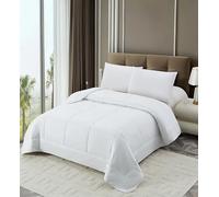NORA HOME Piumone Una Piazza e Mezza Primavera Estivo Autunno 200 gr/m² per Tutto l'Anno Bianco. Piumino Leggero 180x220. Antiacaro. Antibatterico. 100% Imbottitura in Fibra Cava 3D - ANETO