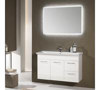 Nora mobile da bagno sospeso cm L.105 - H. 195 - P.40 laccato lucido bianco, olmo, rovere scuro : Finitura - nero opaco