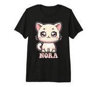 Nora - Simpatico Gattino per Bambine con Nome Nora Maglietta Premium