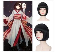 Noragami Nora Bob Black Bangs Resistente al calore Capelli sintetici Accessori Cosplay Puntelli Halloween Party Headwear + Protezione parrucca gratuita