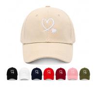 NoraGlaze Berretto da baseball beige per donne e uomini, cappello alla moda ricamato con cuore, regolabile, traspirante, leggero, con comoda fascia per il sudore, per shopping, pendolarismo, uso