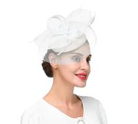 NoraGlaze Fascia per capelli da donna, con velo di piume, accessorio per capelli convertibile, accessorio per capelli, per matrimoni, madri della sposa, feste, cocktail, occasioni formali