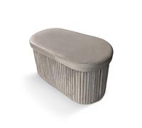Norbe | Pouf Panca Contenitore Pieghevole in Velluto - Sgabello Ottomana Salvaspazio con Doppio Scomparto, Seduta Imbottita, Montaggio in 4 Passi | 80x40x40 cm | Tortora Timidy