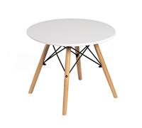 Norbe | Tavolino da salotto moderno | Tavolino Scandinavo Rotondo |Tavolino da caffè Nordico in Legno con gambe in legno e metallo |Tavolino da sala |Dim: 50x50x 42 H cm (50Ø x h42 cm, Bianco)