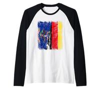 Nord Dakota Germania Mezza Bandiera Nord Dakotan Patrimonio Tedesco Maglia con Maniche Raglan