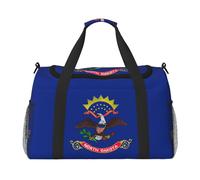 Nord Dakota State Flag stampa grande tela Travel Duffel Bag Weekender Borse per le donne Borsa da notte Carry On Tote Bag, nero, Taglia unica
