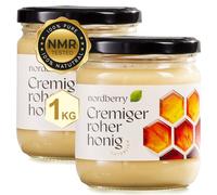 Nordberry 1 kg Miele Grezzo Cremoso - Puro, Naturale e Non Filtrato dalla Lettonia - (2 x 500 g) - Confezione regalo